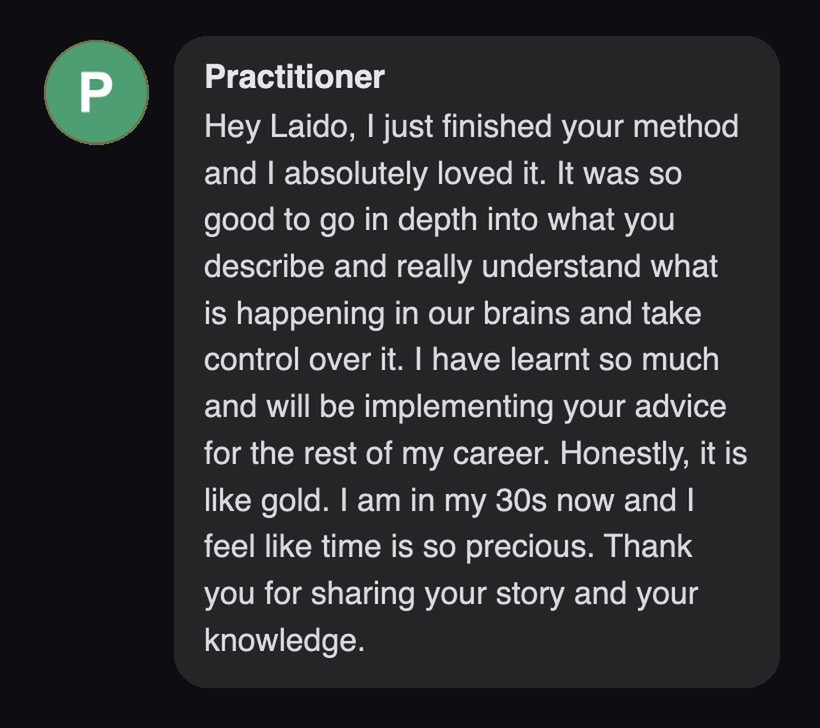 Practitioner testimonial
